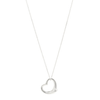 TIFFANY Sterling Silver 27mm Elsa Peretti Open Heart Pendant Necklace