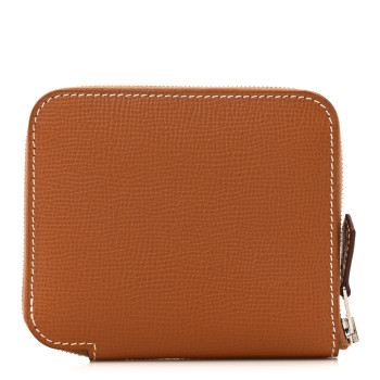 HERMES Epsom Silk'in Compact Wallet Gold Cassis Vert Fizz