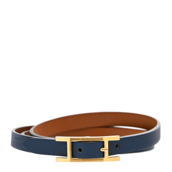 HERMES Swift Behapi Double Tour Bracelet S Bleu Saphir Gold