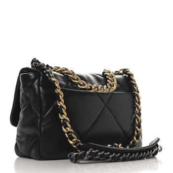 CHANEL Lambskin Quilted Medium Chanel 19 Flap Black