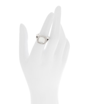 DAVID YURMAN Sterling Silver Diamond Moon Quartz 11mm Albion Ring 52 6