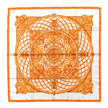 HERMES Silk Monnaies Et Symboles De Parisii Scarf 90