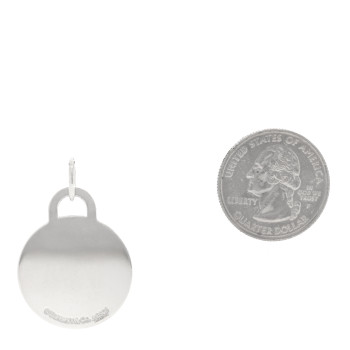 TIFFANY Sterling Silver Return to Tiffany Etched Lightning Bolt Round Tag Charm