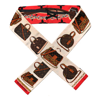 LOUIS VUITTON Silk Monogram Tribute To Bandeau Red