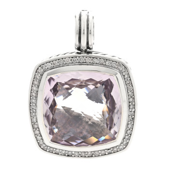 DAVID YURMAN Sterling Silver Diamond Amethyst 20mm Albion Enhancer Pendant