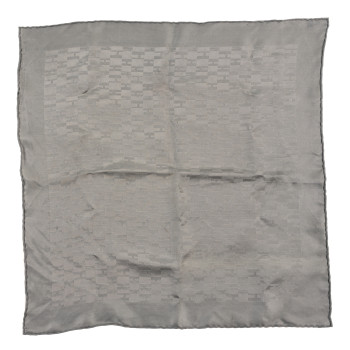HERMES Silk Faconnee Grand H Pocket Square Scarf 45 Gray