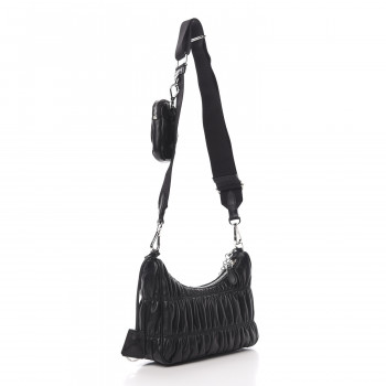 PRADA Nappa Gaufre Re-Edition 2005 Shoulder Bag Black 608074