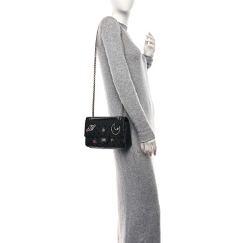 CHANEL Aged Calfskin Space Charms 2.55 Reissue 225 Flap Black