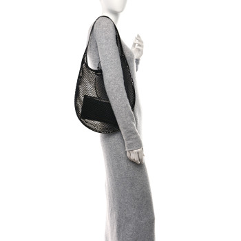 ALAIA Fishnet Patent Calfskin Medium One Piece Bag Black