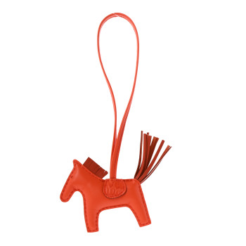HERMES Milo Lambskin Matte Alligator Touch Grigri Rodeo Horse Bag Charm PM Orange Poppy Cornaline HERMES Milo Lambskin Matte Alligator Touch Grigri Rodeo Horse Bag Charm PM Orange Poppy Cornaline