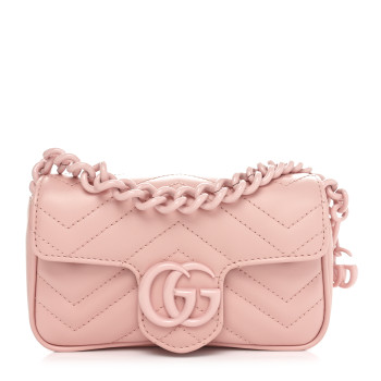 GUCCI Calfskin Matelasse Monochrome GG Marmont Chain Belt Bag Perfect Pink