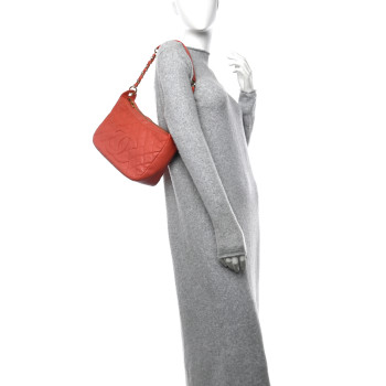 CHANEL Caviar Quilted Timeless CC Shoulder Bag Coral