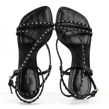 LOUIS VUITTON Satin Calfskin Citizen Sandals 37 Black