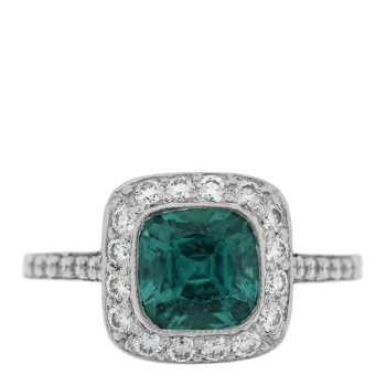 TIFFANY Platinum Diamond Green Tourmaline Legacy Ring 46 3.75