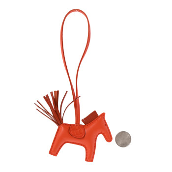 HERMES Milo Lambskin Matte Alligator Touch Grigri Rodeo Horse Bag Charm PM Orange Poppy Cornaline HERMES Milo Lambskin Matte Alligator Touch Grigri Rodeo Horse Bag Charm PM Orange Poppy Cornaline