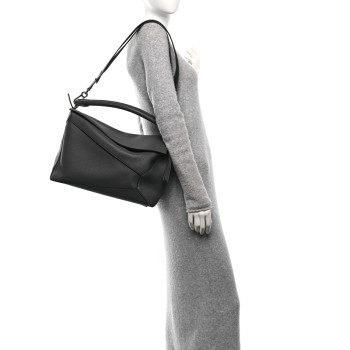 LOEWE Calfskin Large Puzzle Edge Bag Dark Grey
