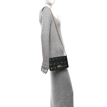 CHRISTIAN DIOR Lambskin Cannage Miss Dior Promenade Pouch Black