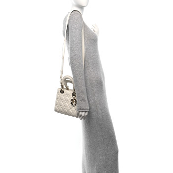 CHRISTIAN DIOR Lambskin Cannage Small My ABCDior Lady Dior Latte