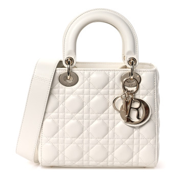 CHRISTIAN DIOR Lambskin Cannage Small My ABCDior Lady Dior Latte