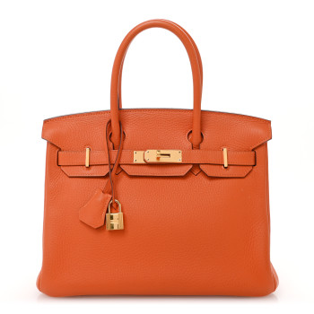HERMES Taurillon Clemence Birkin 30 Orange