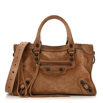 BALENCIAGA Suede Calfskin Classic Hardware Small Le City Camel