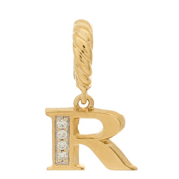 DAVID YURMAN 18K Yellow Gold Diamond Pave Initial R Pendant