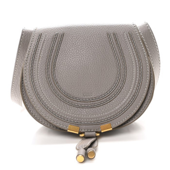 CHLOE Grained Calfskin Small Marcie Saddle Bag Cashmere Grey