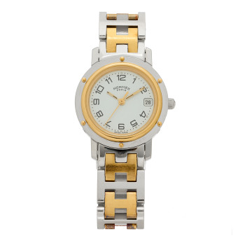 HERMES Stainless Steel 24mm Clipper Quartz Watch Gold