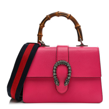 GUCCI Dollar Calfskin Crystal Web Medium Dionysus Bamboo Top Handle Bag Box Pink Black Diamond