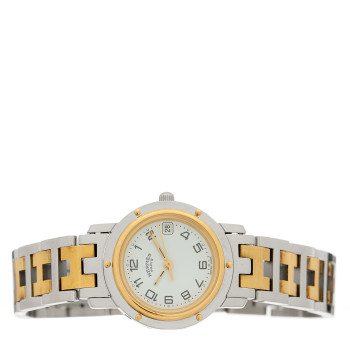 HERMES Stainless Steel 24mm Clipper Quartz Watch Gold