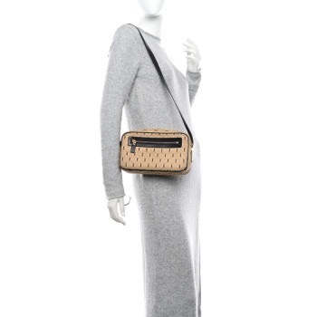 SAINT LAURENT Canvas Monogram All Over Camera Bag Beige