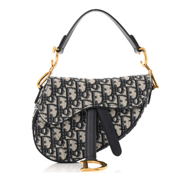 CHRISTIAN DIOR Oblique Mini Saddle Bag Blue