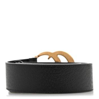 GUCCI Textured Calfskin Double G 40mm Belt 85 34  Black