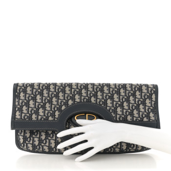 CHRISTIAN DIOR Oblique Fold Over Clutch Blue