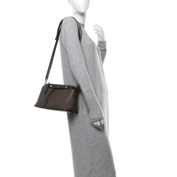 FENDI Vitello Dolce Bi-Color FF 1974 Embossed Medium By The Way Boston Bag Maya Black