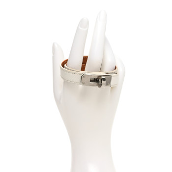 HERMES Epsom Kelly Double Tour Bracelet S White