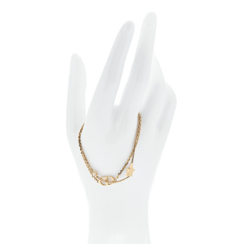 CHRISTIAN DIOR Metal Crystal Petit CD Double Bracelet Gold