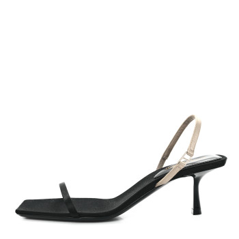 SAINT LAURENT Satin Slingback Jaspe 55 Sandals 38 Black Partridge Pink