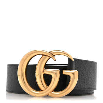 GUCCI Textured Calfskin Double G 40mm Belt 85 34  Black