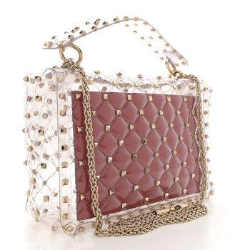 VALENTINO GARAVANI PVC Medium Rockstud Spike Shoulder Bag