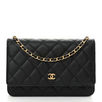 CHANEL Caviar Quilted Wallet on Chain WOC Black