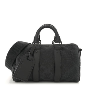 LOUIS VUITTON Monogram Taurillon Keepall Bandouliere 25 Black