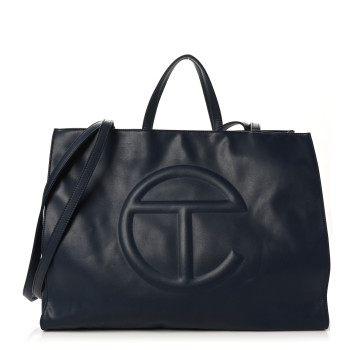 TELFAR Vegan Leather Large Shopping Bag Navy