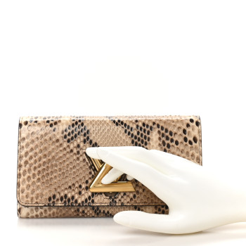 LOUIS VUITTON Snakeskin Twist Wallet Brown