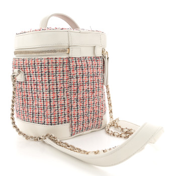 CHANEL Tweed Lambskin Timeless Vanity Cosmetic Case White