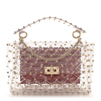 VALENTINO GARAVANI PVC Medium Rockstud Spike Shoulder Bag
