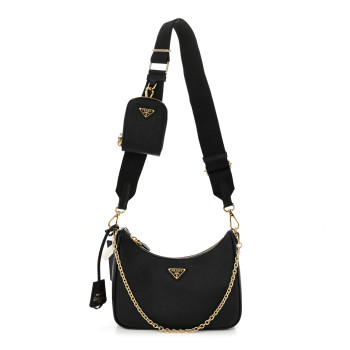 PRADA Saffiano Lux Re-Edition 2005 Shoulder Bag Black