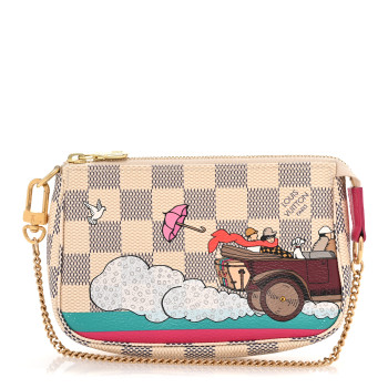 LOUIS VUITTON Damier Azur 2015 Christmas Animation Mini Pochette Accessories