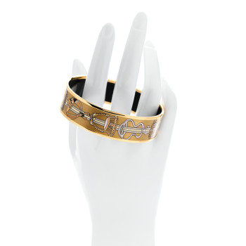 HERMES Enamel Printed Wide Concours D'Etriers Bracelet 70