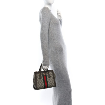 GUCCI GG Supreme Monogram Small Ophidia Tote Bag Brown